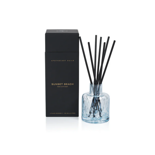 Apothecary Guild Opal Glass Reed Diffuser In Gift Box - Sunset Beach