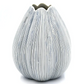 Champa Porcelain Bud Vase - White with Blue Stripes - 4" x 5.35" - Mellow Monkey