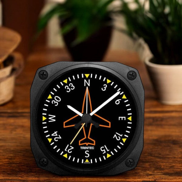 Classic Directional Gyro Desk Model Alarm Clock 3-1/2-in