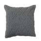 Square Gray Woven Cotton Pillow with Diamond Pattern - 18-in - Mellow Monkey