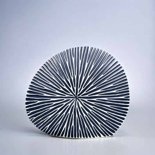 Thick Blue Lines Porcelain Bud Vase - 15"W x 12.75"H - Mellow Monkey