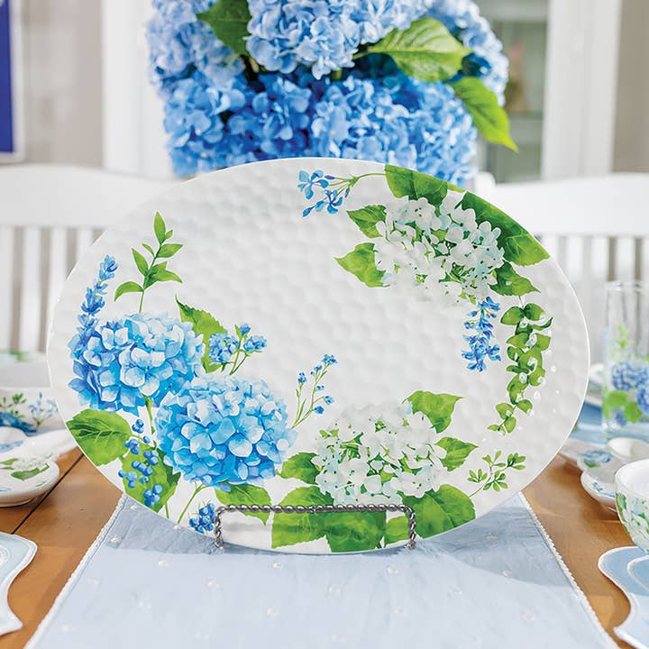 Hydrangea Oval Platter - 18-in - Temp-tations – Mellow Monkey