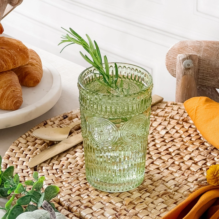 Sage Vintage Textured Drinking Glass