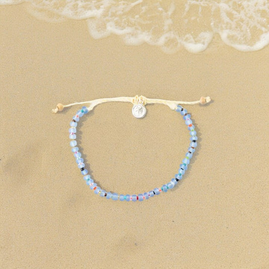 Marley Glass Bead Anklet - Periwinkle