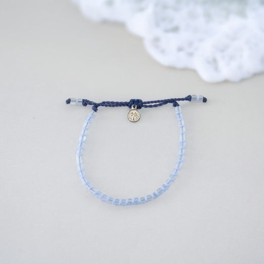 Marley Glass Bead Anklet - Solid Periwinkle