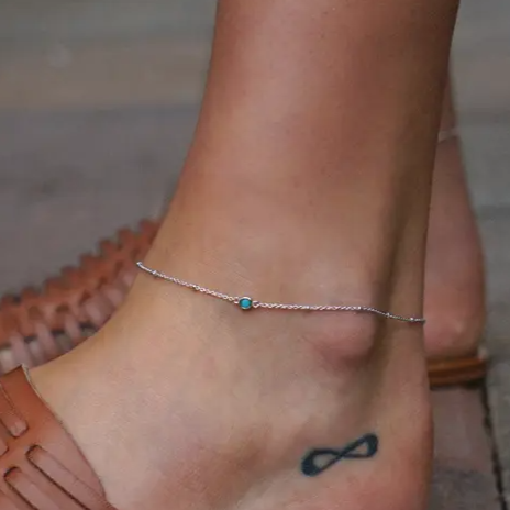 Silver online single anklet
