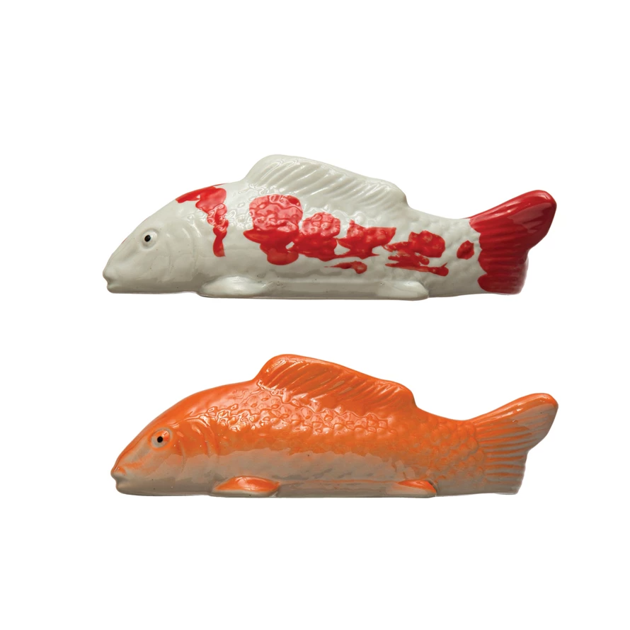 Stoneware Floating Fish DA6186A 807472901619 Goldfish Koi Japanese