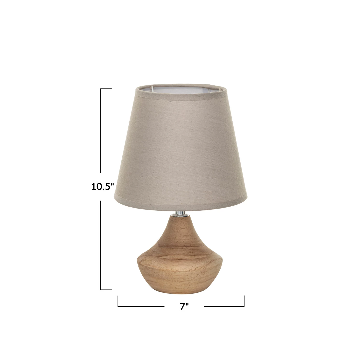 Eucalyptus Wood Table Lamp with Linen Shade - 10-1/2-in - Mellow Monkey