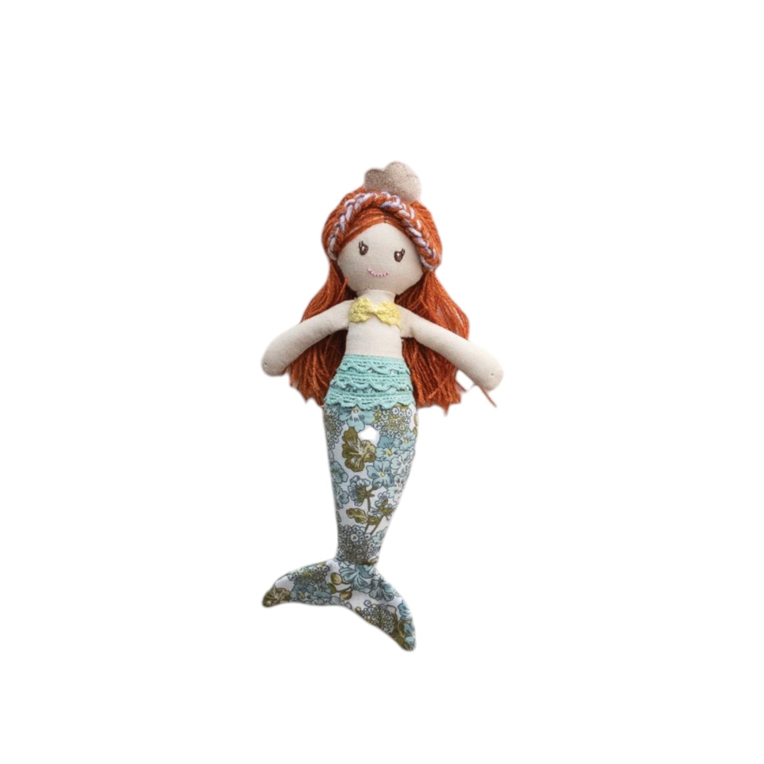 Fabric Mermaid Doll with Floral Pattern Tail - Mellow Monkey