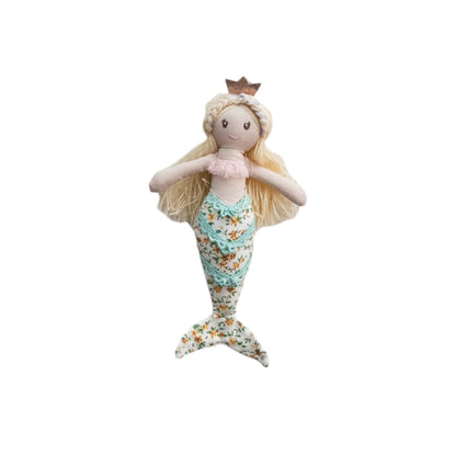 Fabric Mermaid Doll with Floral Pattern Tail - Mellow Monkey