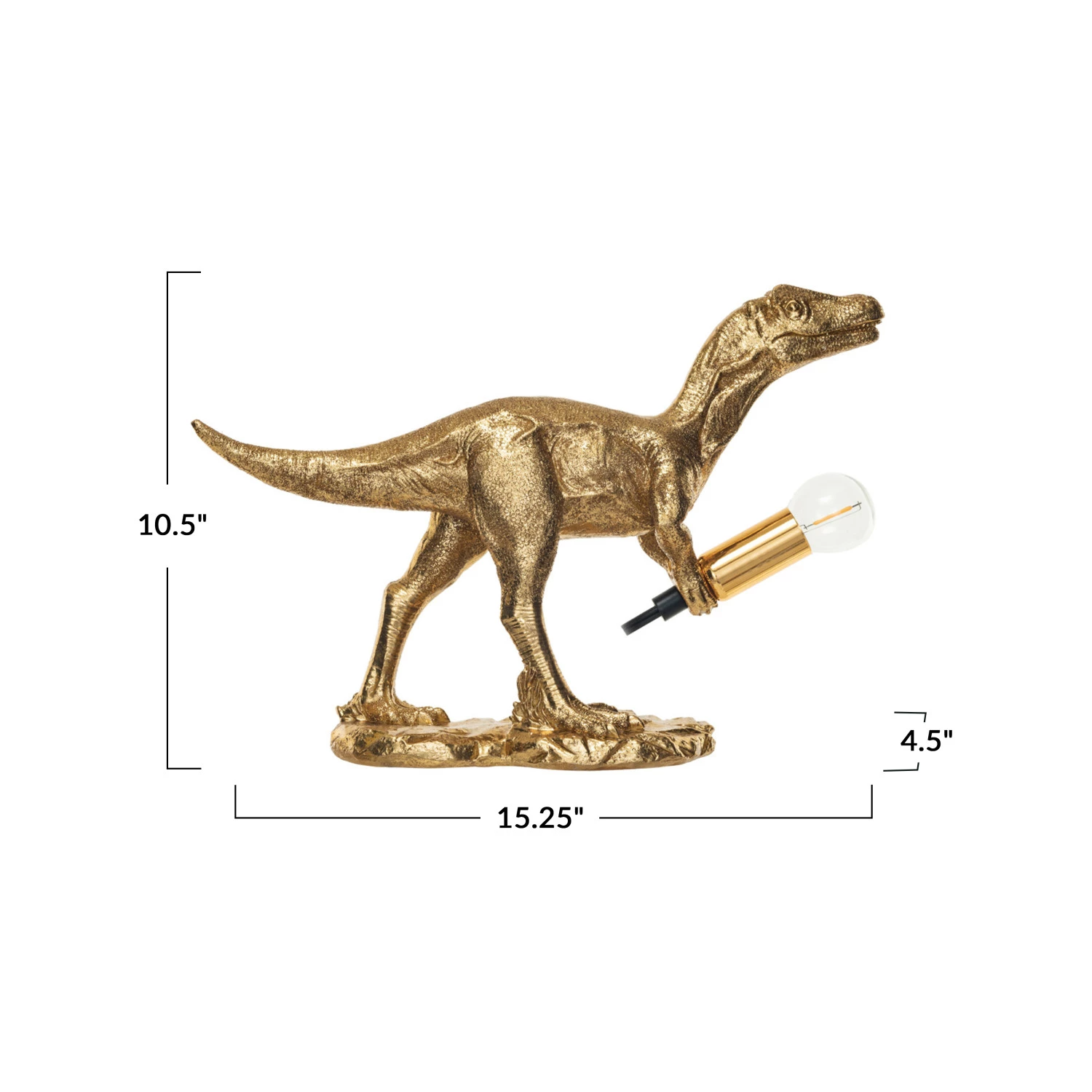 Gold Resin Dinosaur Table Lamp - 15-in - Mellow Monkey