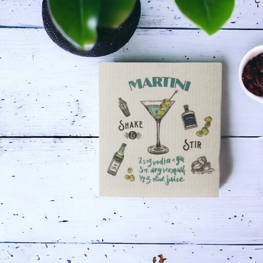 Martini Recipe Swedish Dishcloth - Mellow Monkey