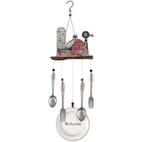 Farm Fresh Vintage Barn Welcome Wind Chime - 28-in - Mellow Monkey