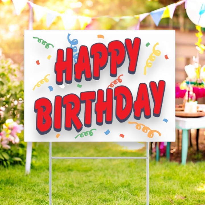 Happy Birthday Yard Sign with Stake - 15-1/2-in – Mellow Monkey