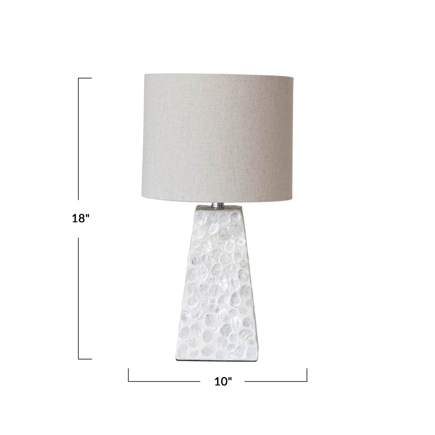 Capiz Table Lamp With Linen Shade - 18"H - Mellow Monkey