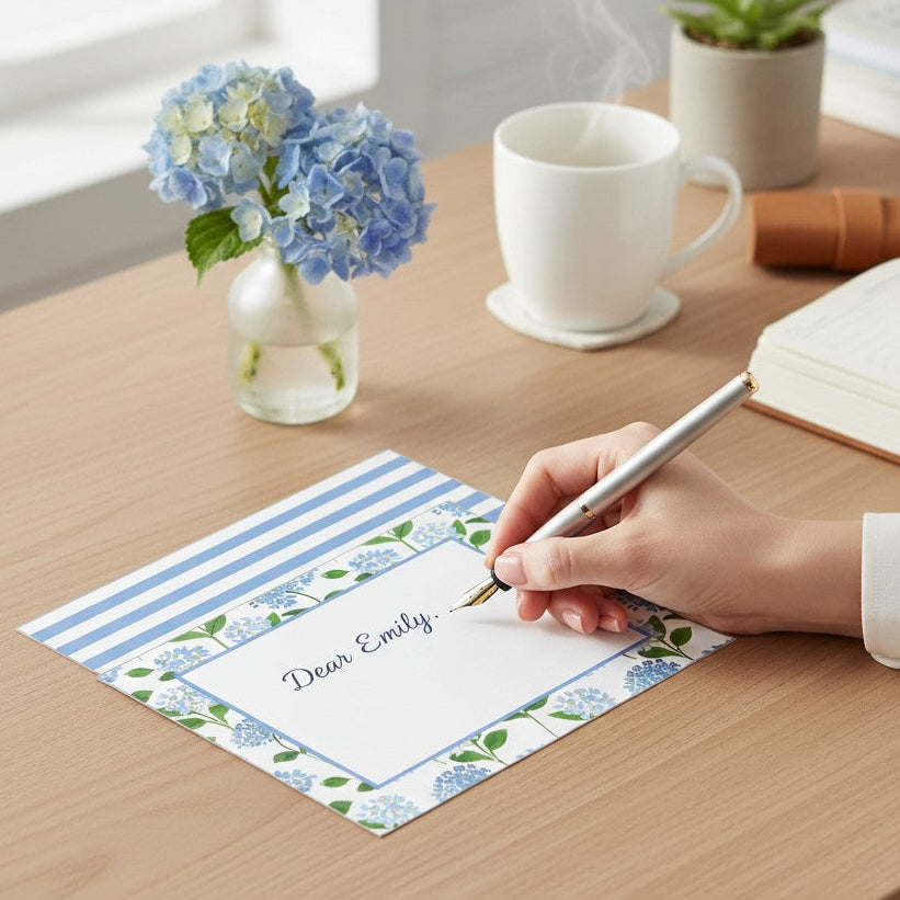 Flat Notecards - Blue Hydrangeas - Set of 10 – Mellow Monkey