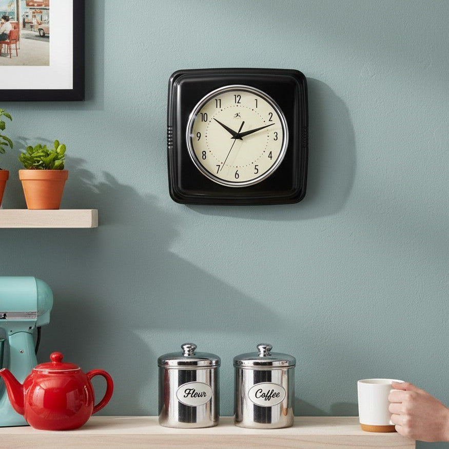 Retro Square Indoor Wall Clock - Black- 9.25-in – Mellow Monkey