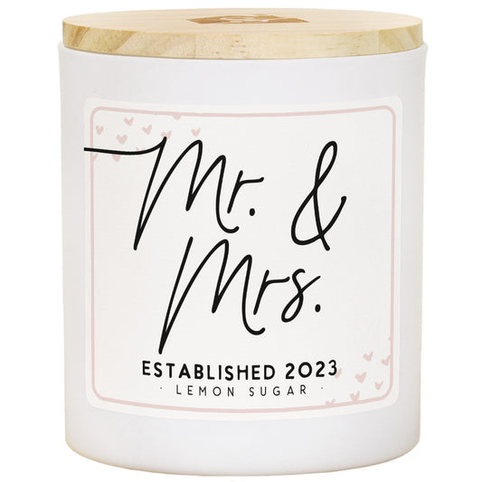 Mr. & Mrs. - Established 2023 - Lemon Sugar Candle - 11 oz. - Mellow Monkey