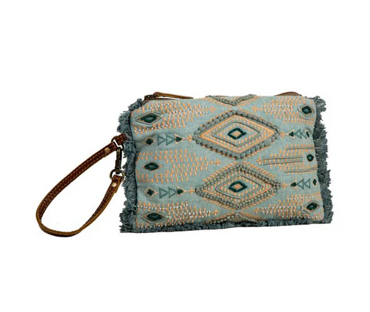 Willow Stream Embroidered Pouch - 10-1/2-in