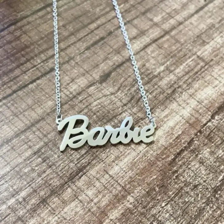 Silver barbie necklace discount