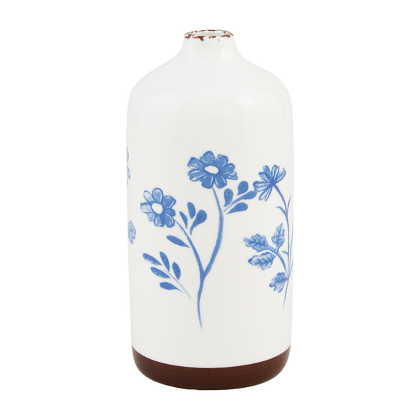 Blue Floral Bud Vase - 6-3/4-in - Mellow Monkey