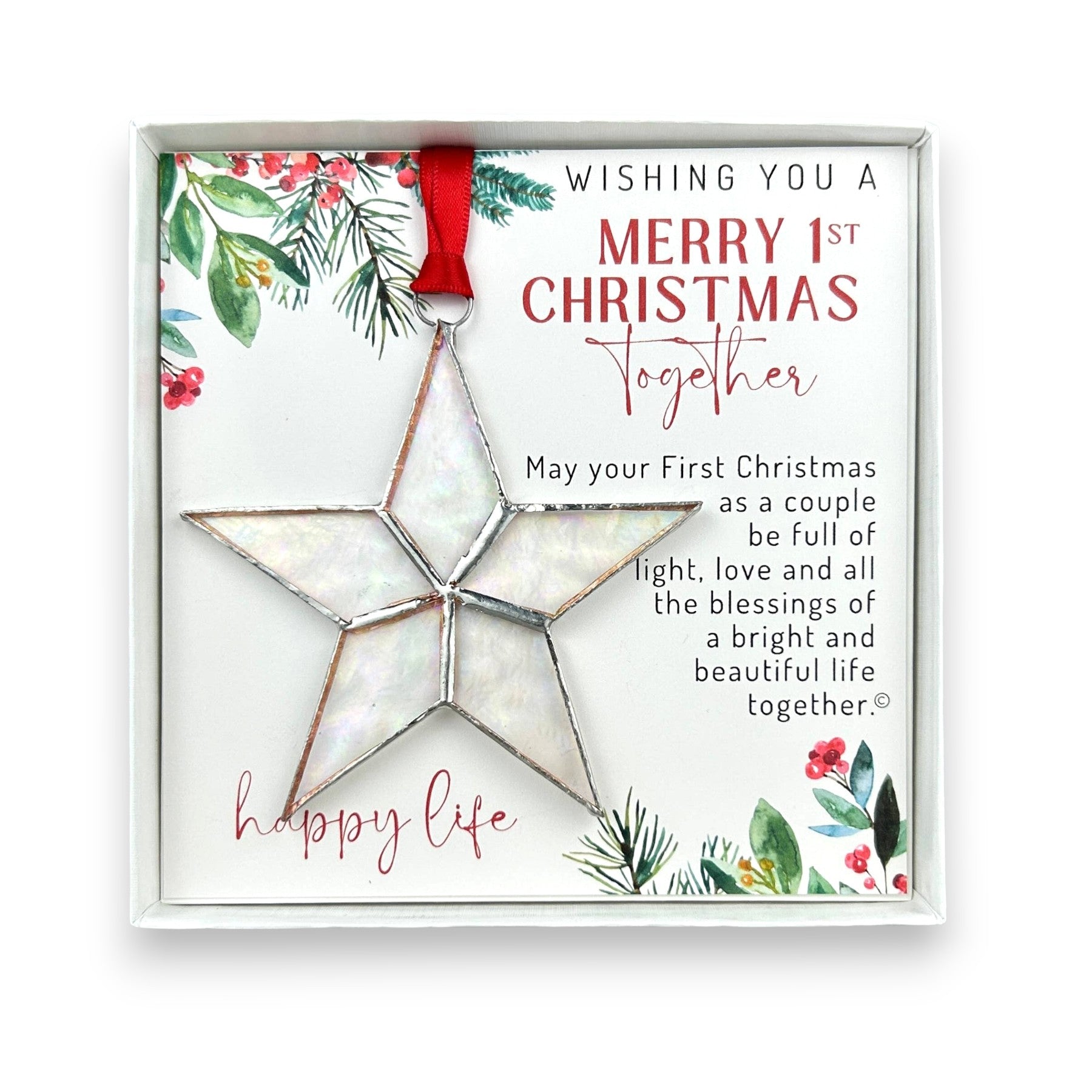 クリスマス mellow glass 1st Christmas Together Stained Glass Star Ornament – Mellow Monkey