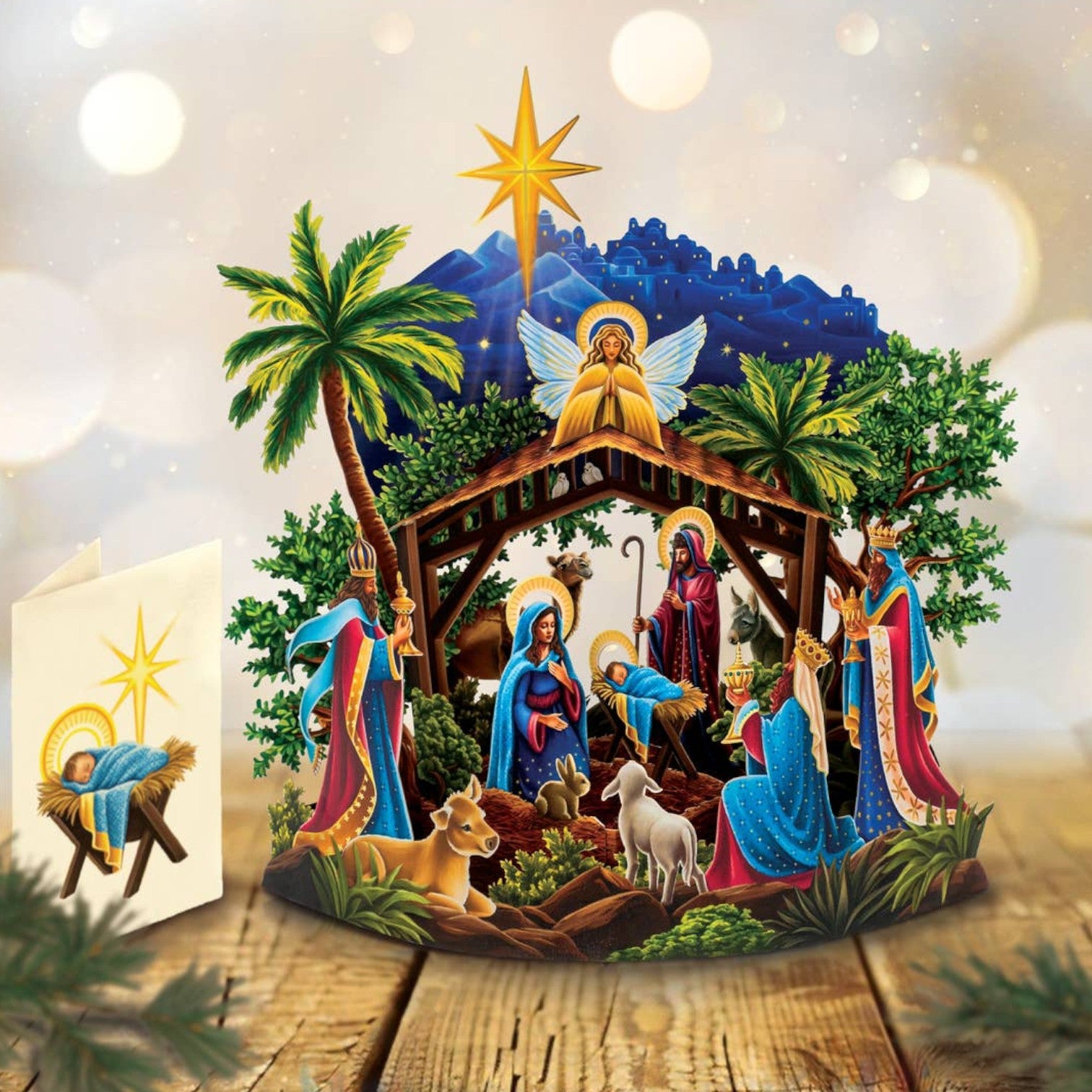Starlit Nativity Scene Pop-Up Greeting Card – Mellow Monkey