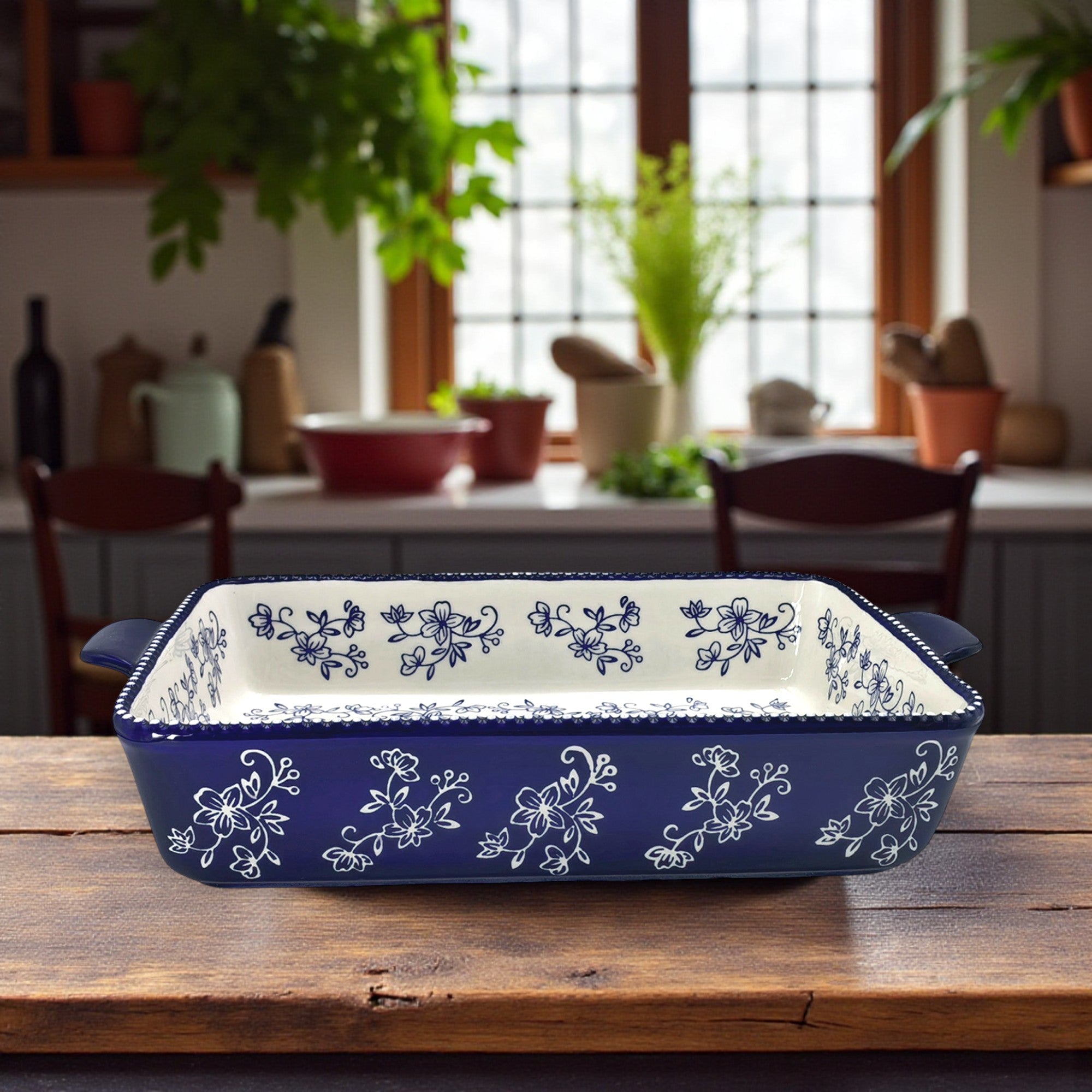 Floral Lace Blue Baker - 13 x 9-in - Temp-tations – Mellow Monkey