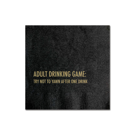 Adult Drinking Game: Try Not To Yawn After One Drink - Cocktail Napkins - Mellow Monkey