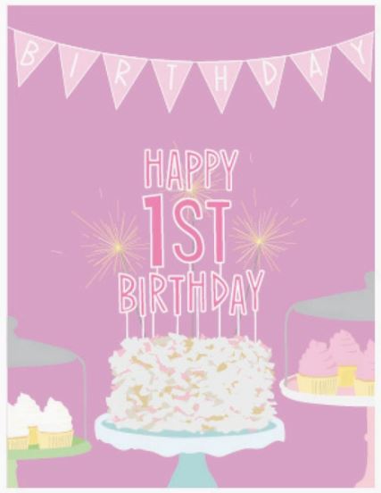 Happy 1st Birthday - Greeting Card