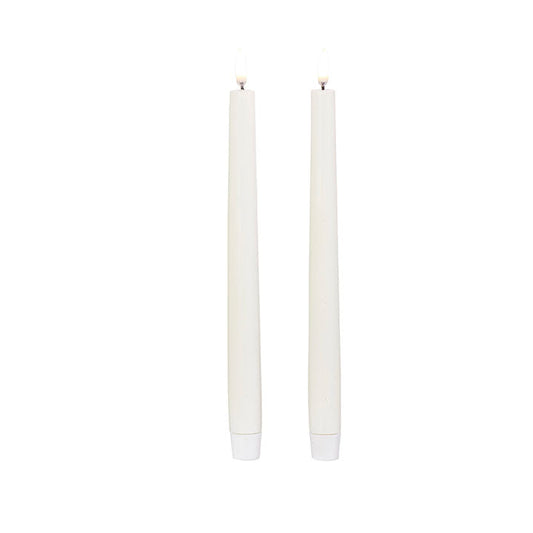 Ivory Uyuni LED Realistic Electronic Flame Wax Taper Candles - Set of 2 - 11-in - Mellow Monkey