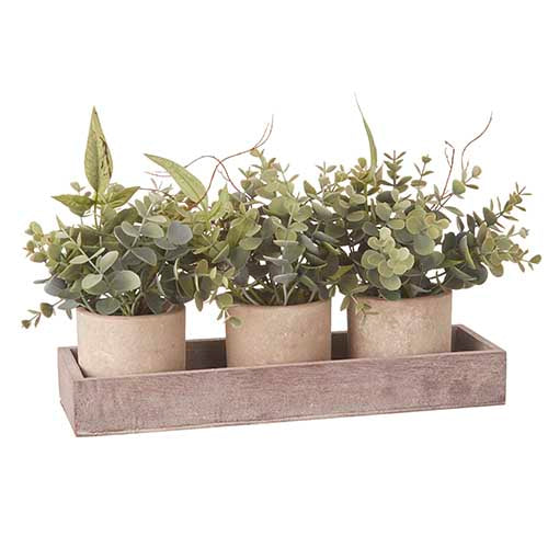 Set of 3 Mini Potted Artificial Plants Small Fake Plants Artificial Potted Plants  Artificial Eucalyptus Plants Faux Rosemary Plant 