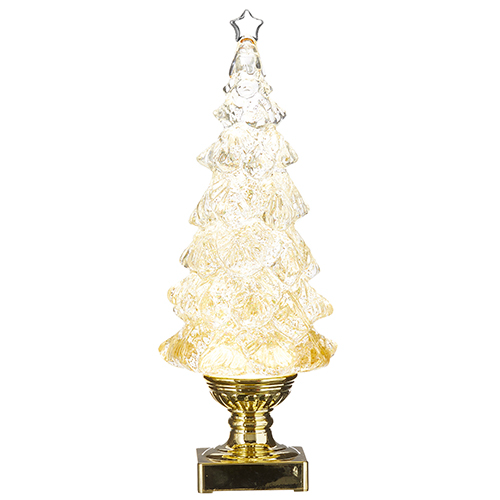 Raz 2022 Holiday Water Lanterns 13.75 Lighted Swirling Glitter Tree Gold