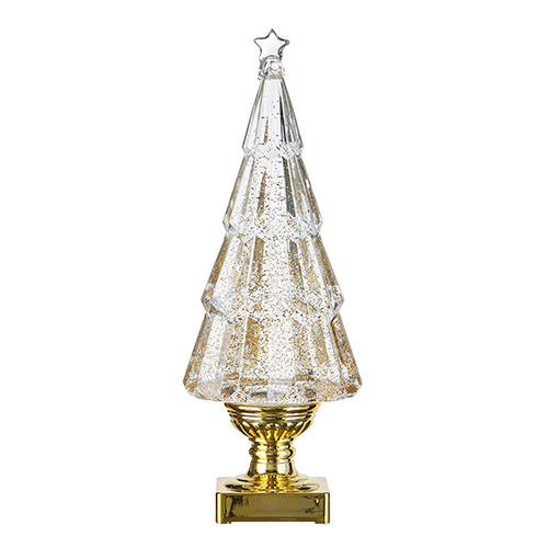 Raz 2022 Holiday Water Lanterns 13.75 Lighted Tree w/ Gold Swirling Glitter