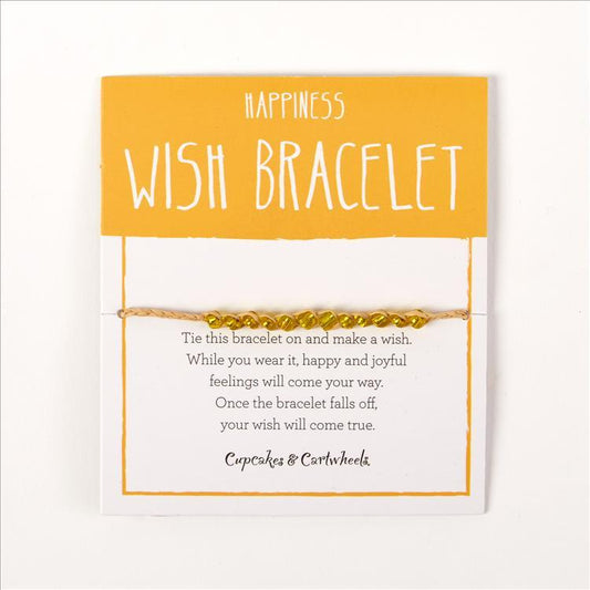 Happiness - Make a Wish Adjustable Wish Bracelet on Gift Card Unit - Lafite Grass/Glass Beads - Mellow Monkey