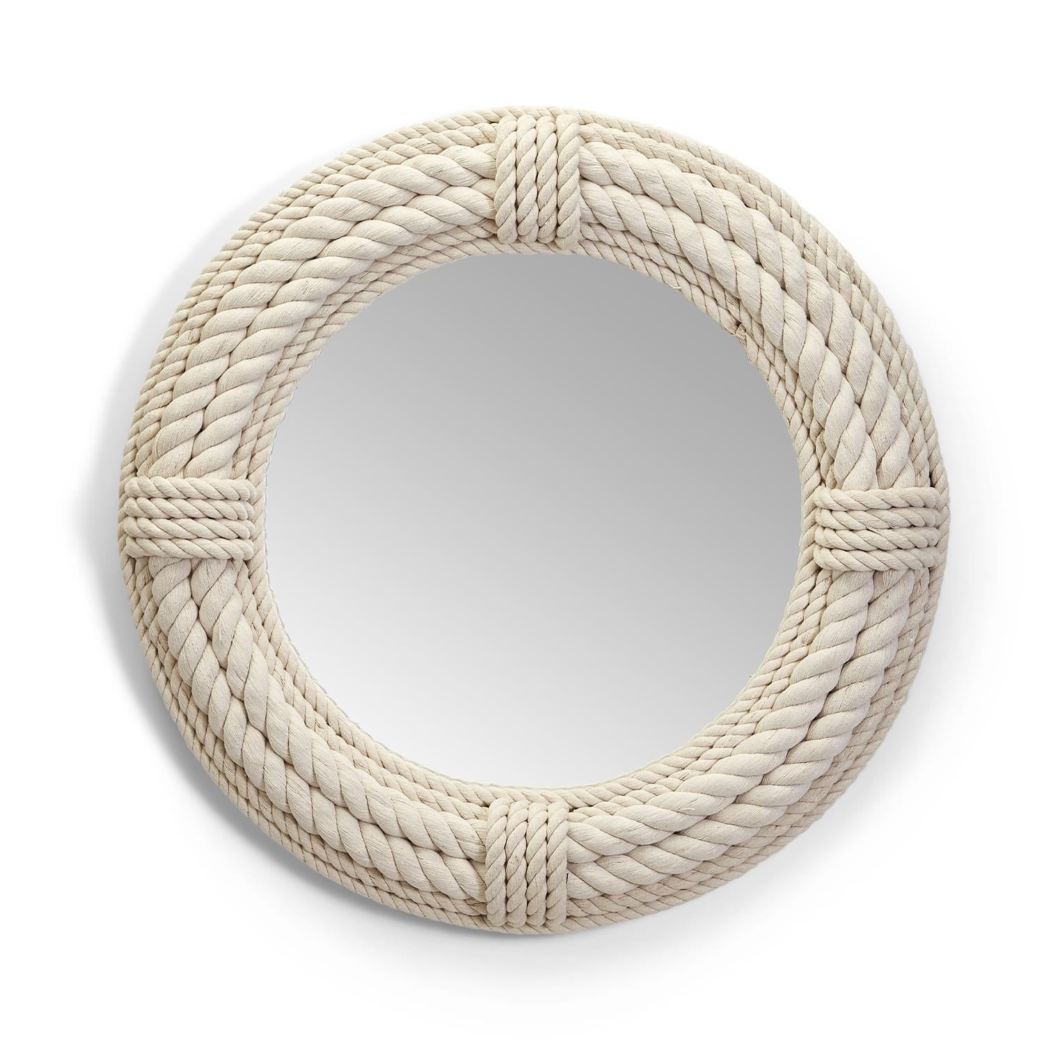 Coastal Reflections White Marine Rope Hand-Crafted Round Wall Mirror - –  Mellow Monkey