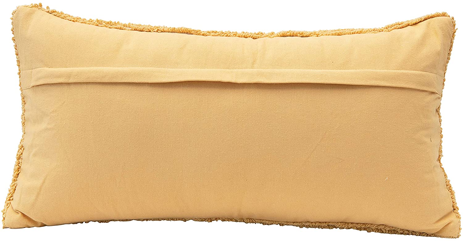 Sunkissed - Cotton Punch Hook Lumbar Pillow - Yellow & White - 24-in - Mellow Monkey