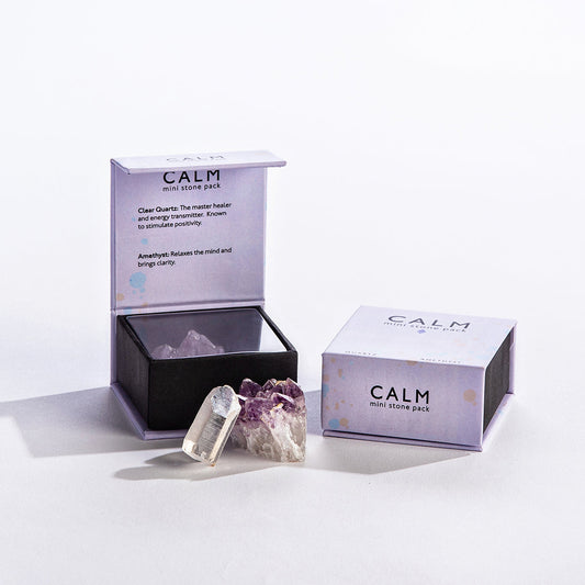 Calm - Mini Stone Pack - Quartz and Amethyst in Gift Box - Mellow Monkey