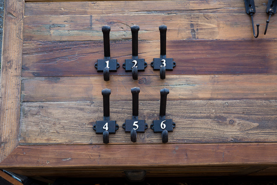 Park Hill Collection Numerical Black Metal Wall Hooks 1-6 Set of 3