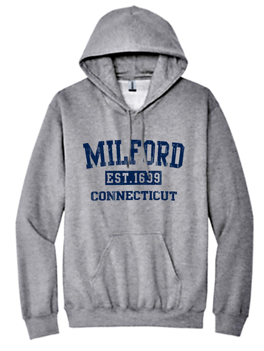 Milford Connecticut Established - Adult Unisex Hoodie - Heather Gray - Mellow Monkey