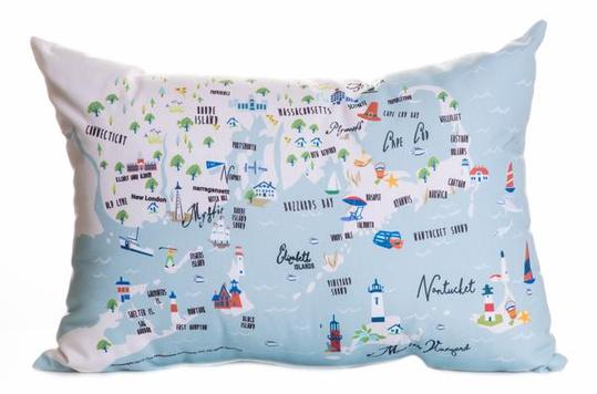 Whale - Natural Canvas Coastal Lumbar Pillow - 12-in x 20-in