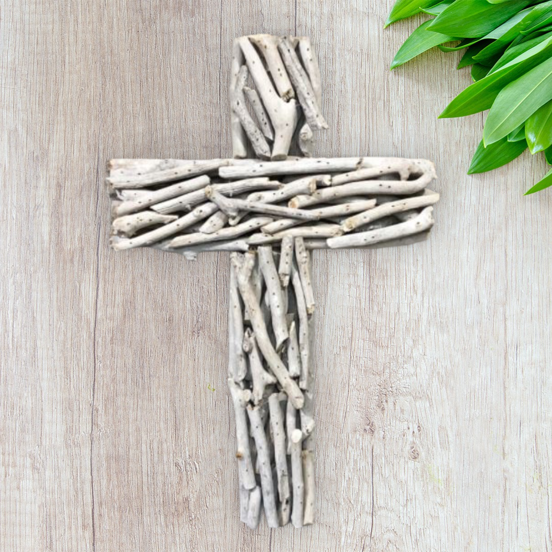 Driftwood Cross - White Wash 20-in – Mellow Monkey