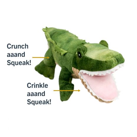Plush Crunch Gator Dog Toy - 15-in - Mellow Monkey