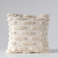 White Cotton Embroidered Pillow with Lines of Decorative Fringe - Mellow Monkey