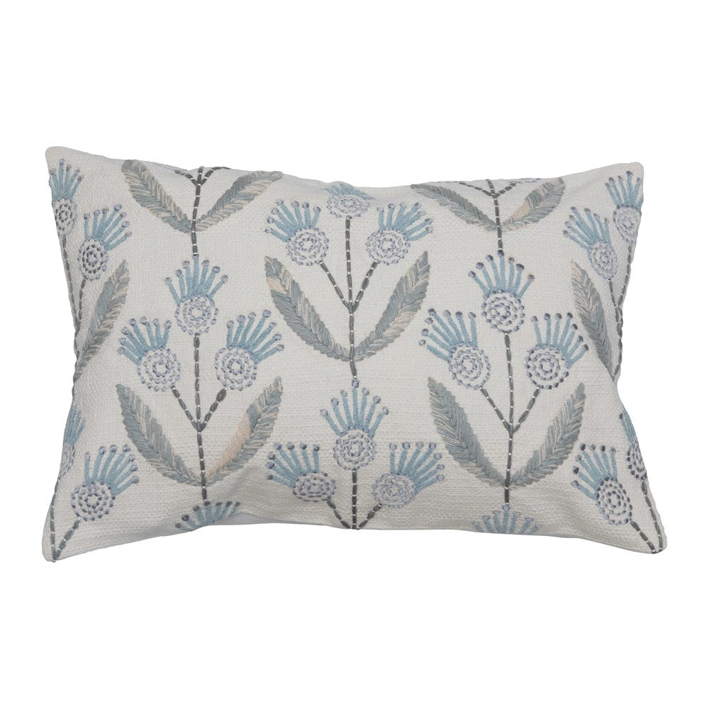 18 Recycled Polyester, Blue And Ivory Pattern Pillow with