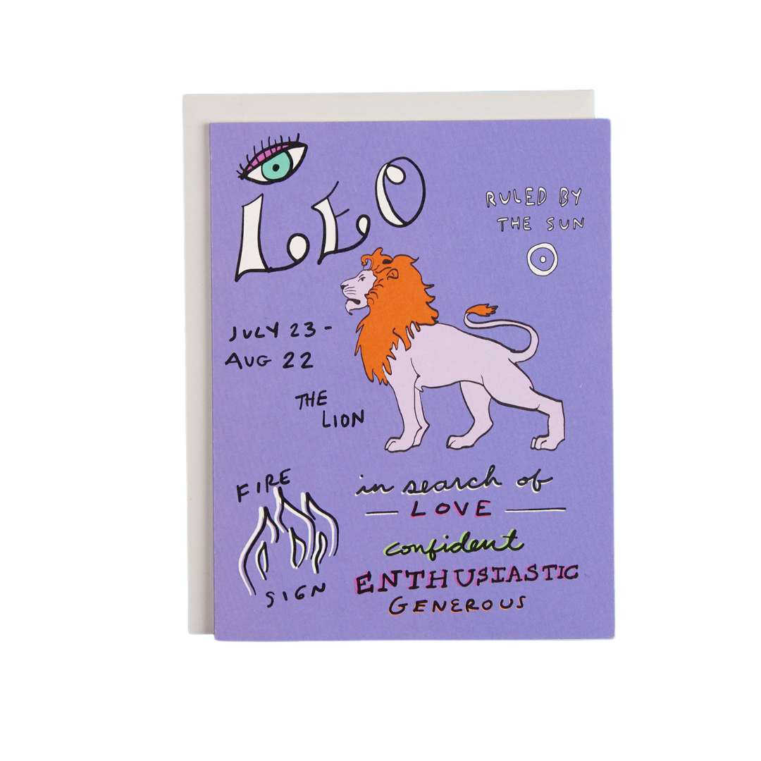 Zodiac Astrology Birthday Greeting Card Leo July 23 Aug 22