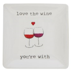 Stoneware Wine Tidbit Dish - Love The Wine You're With - 4-in - Mellow Monkey