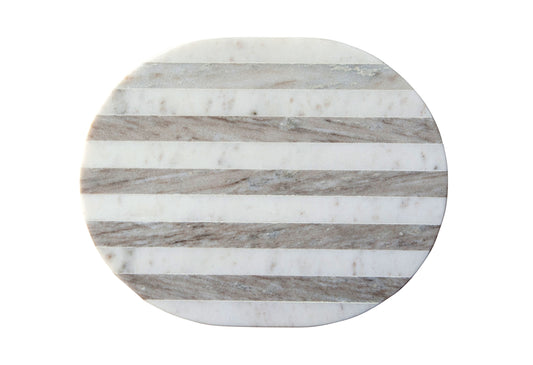 Oval Grey & White Striped Marble Cheese/Cutting Board - Mellow Monkey
