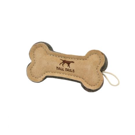 Natural Leather Bone Dog Toy - 6-in - Mellow Monkey