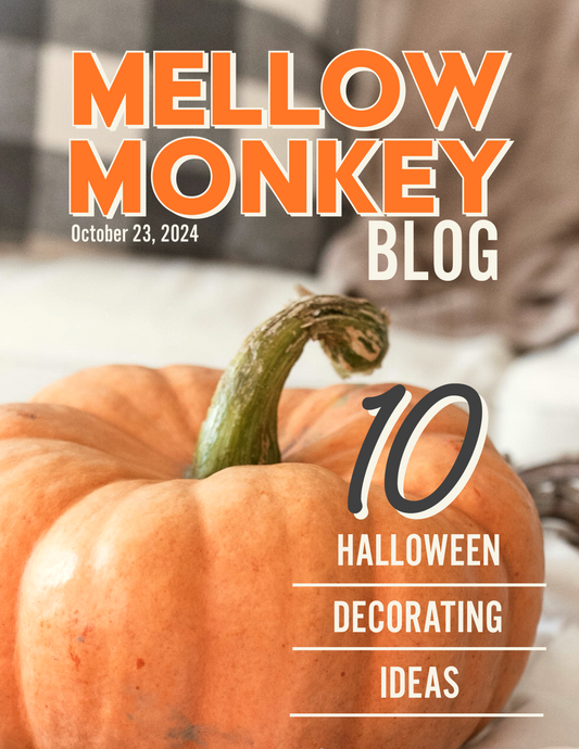 Pumpkin with text Mellow Monkey Blog 10 Halloween decorating tips